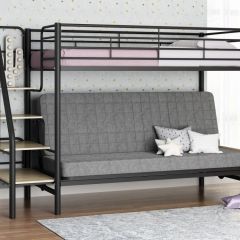 Кровать двухъярусная с диваном "Мадлен-3" (Черный/Серый) в Урае - uray.mebel24.online | фото