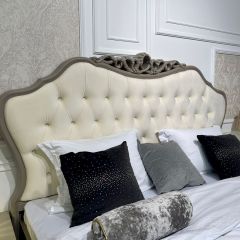 Кровать Мокко 1600 с мягким изголовьем + основание (серый камень) в Урае - uray.mebel24.online | фото 2