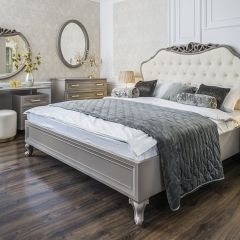 Кровать Мокко 1600 с мягким изголовьем + основание (серый камень) в Урае - uray.mebel24.online | фото