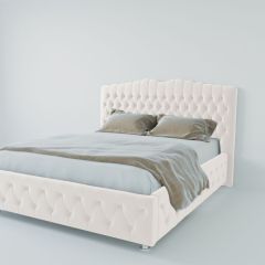 Кровать Нягань с ПМ 1600 (экокожа белая) в Урае - uray.mebel24.online | фото 2