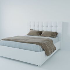 Кровать Венеция с ПМ 1400 (экокожа белая) в Урае - uray.mebel24.online | фото 2