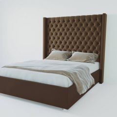 Кровать Версаль ЛЮКС с ПМ 1400 (экокожа коричневая) в Урае - uray.mebel24.online | фото