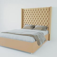 Кровать Версаль ЛЮКС с ПМ 800 (экокожа бежевая) в Урае - uray.mebel24.online | фото