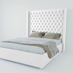 Кровать Версаль ЛЮКС с ПМ 900 (экокожа белая) в Урае - uray.mebel24.online | фото