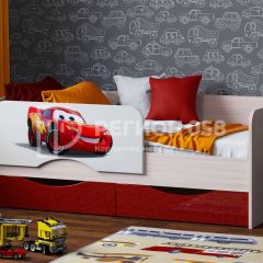 Кровать Юниор-12 с фотопеч. "Тачки" в Урае - uray.mebel24.online | фото 1