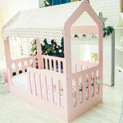 Кровать-домик без ящика 800*1600 (Розовый) в Урае - uray.mebel24.online | фото 1