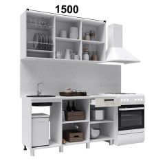 Кухня ДИОР 1.5 м (белый/дуб крафт белый) в Урае - uray.mebel24.online | фото 2