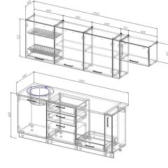 Кухонный гарнитур Жемчуг 2550 (Стол. 26мм) в Урае - uray.mebel24.online | фото 3