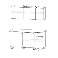 Кухонный гарнитур КГ-1 (Белый/Дуб Золотой/Чёрный) 1600 в Урае - uray.mebel24.online | фото 3