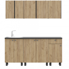 Кухонный гарнитур КГ-1 (Белый/Дуб Золотой/Чёрный) 1800 в Урае - uray.mebel24.online | фото