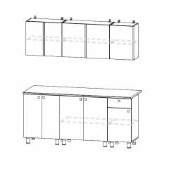 Кухонный гарнитур КГ-1 (Белый/Дуб Золотой/Чёрный) 1800 в Урае - uray.mebel24.online | фото 2