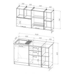 Кухонный гарнитур Ольга медиум 3 1400 мм в Урае - uray.mebel24.online | фото 2