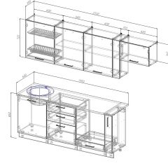 Кухонный гарнитур Вегас 2550 (Стол. 26мм) в Урае - uray.mebel24.online | фото 2