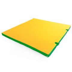 Мат гимнастический 1х1х0,05м с вырезом под стойки цв. зеленый-желтый в Урае - uray.mebel24.online | фото 1