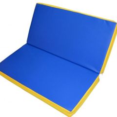 Мат гимнастический 1х1х0,08м складной цв. синий-желтый в Урае - uray.mebel24.online | фото 1