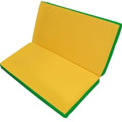 Мат гимнастический 1х1х0,08м складной цв. зеленый-желтый в Урае - uray.mebel24.online | фото 1
