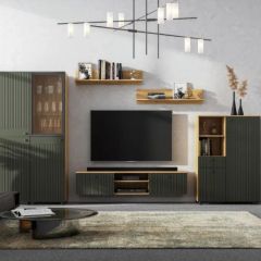 МИЛАН Гостиная (Дуб Золотой/Олива софт) в Урае - uray.mebel24.online | фото