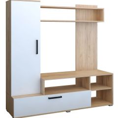 Мини-стенка Линда (дуб золотой/белый глянец) в Урае - uray.mebel24.online | фото 2