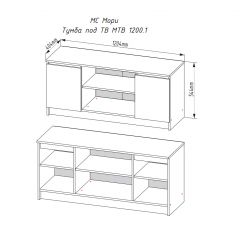 МОРИ МТВ 1200.1 Тумба под ТВ (белый) в Урае - uray.mebel24.online | фото 2