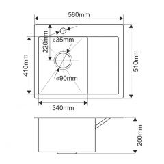 Мойка HD5851L MELANA ProfLine 3,0/200 САТИН врезная прямоугольная с коландером HD5851L в Урае - uray.mebel24.online | фото 2