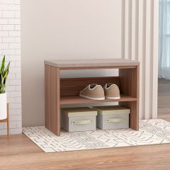 Обувница мягкая (ЛДСП ясень темный/велюр бежевый) в Урае - uray.mebel24.online | фото