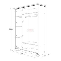 Шкаф 3-х дверный Ольга-1Н для одежды и белья в Урае - uray.mebel24.online | фото 2