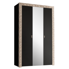 Шкаф 3-х дв.Тиффани Premium черная/золото (ТФШ1/3(П) в Урае - uray.mebel24.online | фото