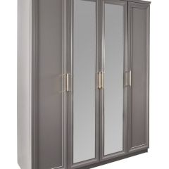 Шкаф 4-х ств с зеркалами Мокко (серый камень) в Урае - uray.mebel24.online | фото