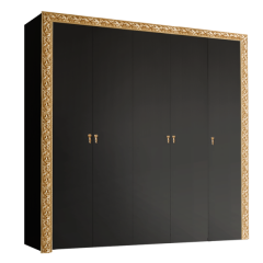 Шкаф 5-х дв. без зеркал Тиффани Premium черная/золото (ТФШ2/5(П) в Урае - uray.mebel24.online | фото