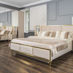 Шкаф 5-ти ств с зеркалами Lara (бежевый глянец) в Урае - uray.mebel24.online | фото 4