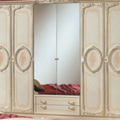 Шкаф 6-и дверный с зеркалами (01.146) Роза (беж) в Урае - uray.mebel24.online | фото