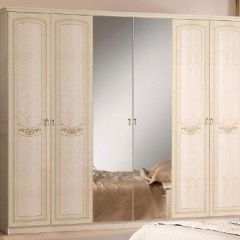Шкаф 6-ти дверный с зеркалами (08.246) Ирина (беж) в Урае - uray.mebel24.online | фото