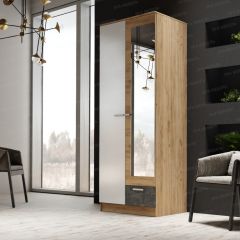 Шкаф Адель 800 с полками (дуб вотан/белый глянец) в Урае - uray.mebel24.online | фото