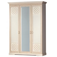 Шкаф для одежды 3-дверный №800 Парма кремовый белый в Урае - uray.mebel24.online | фото