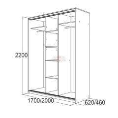 МИРАЖ 17.1 (620) 1 зеркало Шкаф для платья и белья в Урае - uray.mebel24.online | фото 5