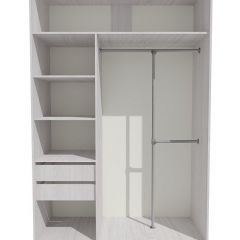Шкаф-купе 1300 серии SILVER S3+S4+B2+PL4 (2 ящика+F обр.штанга) профиль «Серебро» в Урае - uray.mebel24.online | фото 2