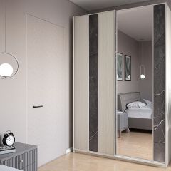 Шкаф-купе 1300 серии SILVER S4+S3Z+B2+PL1 (2 ящика+1 штанга) профиль «Серебро» в Урае - uray.mebel24.online | фото