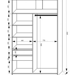 Шкаф-купе 1400 серии SOFT D1+D3+B2+PL1 (2 ящика+1штанга) профиль «Графит» в Урае - uray.mebel24.online | фото 3