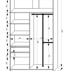 Шкаф-купе 1400 серии SOFT D8+D2+B2+PL4 (2 ящика+F обр.штанга) профиль «Графит» в Урае - uray.mebel24.online | фото 3