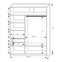 Шкаф-купе 1500 серии NEW CLASSIC K2+K2+B2+PL2(2 ящика+1 штанга+1 полка) профиль «Капучино» в Урае - uray.mebel24.online | фото 3