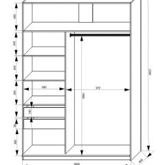 Шкаф-купе 1600 серии SOFT D1+D3+B2+PL1 (2 ящика+1штанга) профиль «Графит» в Урае - uray.mebel24.online | фото 4