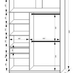 Шкаф-купе 1600 серии SOFT D8+D2+B2+PL4 (2 ящика+F обр.штанга) профиль «Графит» в Урае - uray.mebel24.online | фото 2