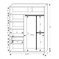 Шкаф-купе 1700 серии NEW CLASSIC K4+K4+B2+PL4 (2 ящика+F обр. штанга) профиль «Капучино» в Урае - uray.mebel24.online | фото 3