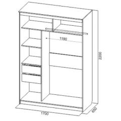 Шкаф-купе №19 Серия 3 Инфинити с зеркалами (1700) Ясень Анкор светлый в Урае - uray.mebel24.online | фото 6