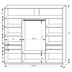 Шкаф-купе 2100 серии SOFT D2+D7+D3+B22+PL2 (по 2 ящика лев/прав+1штанга+1полка) профиль «Графит» в Урае - uray.mebel24.online | фото 3