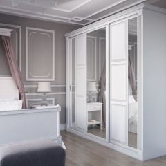Шкаф-купе 2150 серии NEW CLASSIC K6Z+K1+K6+B22+PL2(по 2 ящика лев/прав+1 штанга+1 полка) профиль «Капучино» в Урае - uray.mebel24.online | фото