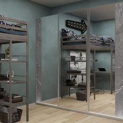 Шкаф-купе 2250 серии SILVER S3+S1+S3Z B22+PL2 (по 2 ящика лев/прав+1штанга+1 полка) профиль «Серебро» в Урае - uray.mebel24.online | фото
