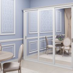 Шкаф-купе 2450 серии NEW CLASSIC K1+K1+K1+B22+PL4 (по 2 ящика лев/прав+F обр.штанга) профиль «Капучино» в Урае - uray.mebel24.online | фото