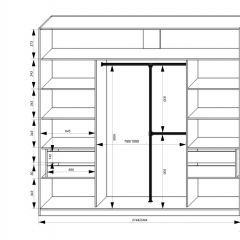 Шкаф-купе 2450 серии NEW CLASSIC K4+K4+K4+B22+PL4 (по 2 ящика лев/прав+F обр.штанга) профиль «Капучино» в Урае - uray.mebel24.online | фото 3