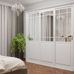 Шкаф-купе 2450 серии NEW CLASSIC K5+K5+K5+B22+PL3 (по 2 ящика лев/прав+1 штанга+1полка) профиль «Капучино» в Урае - uray.mebel24.online | фото